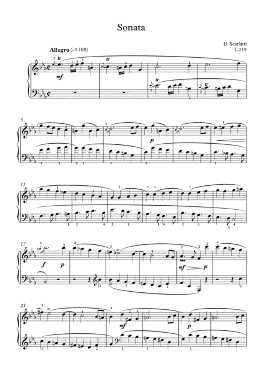 Scarlatti-Sonata in c-minor L.219 K.254(piano) Piano Solo scores gallery preview page 2