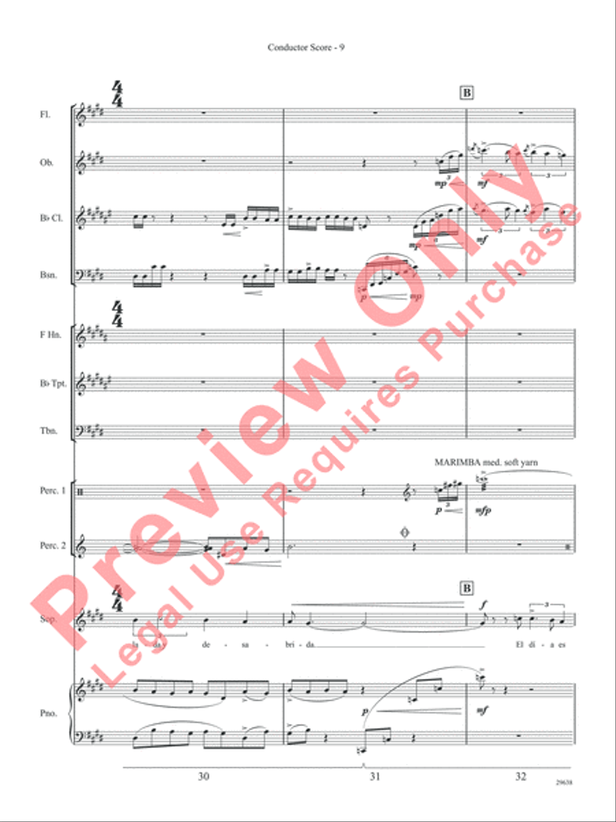 Three Spanish Songs (for Soprano and Wind Ensemble) Concert Band scores gallery preview page 14