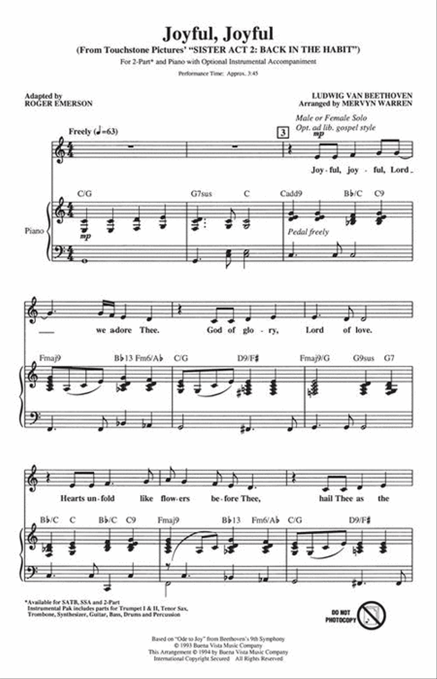 Joyful, Joyful Joyful, Joyful 2-Part scores gallery preview page 3