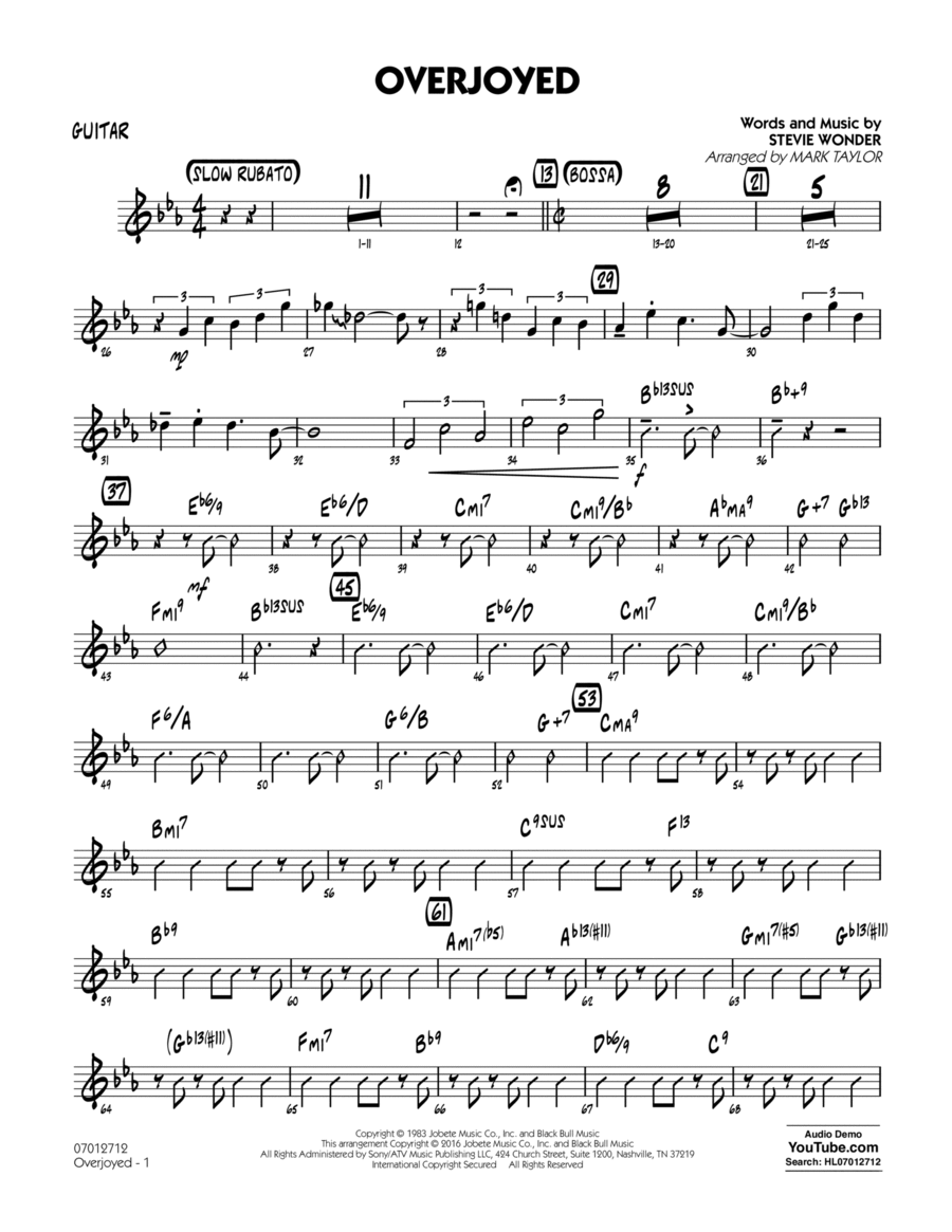 Overjoyed - Guitar Part scores gallery preview page 1