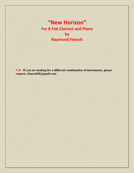 New Horizon - For B Flat Clarinet and Piano image number null