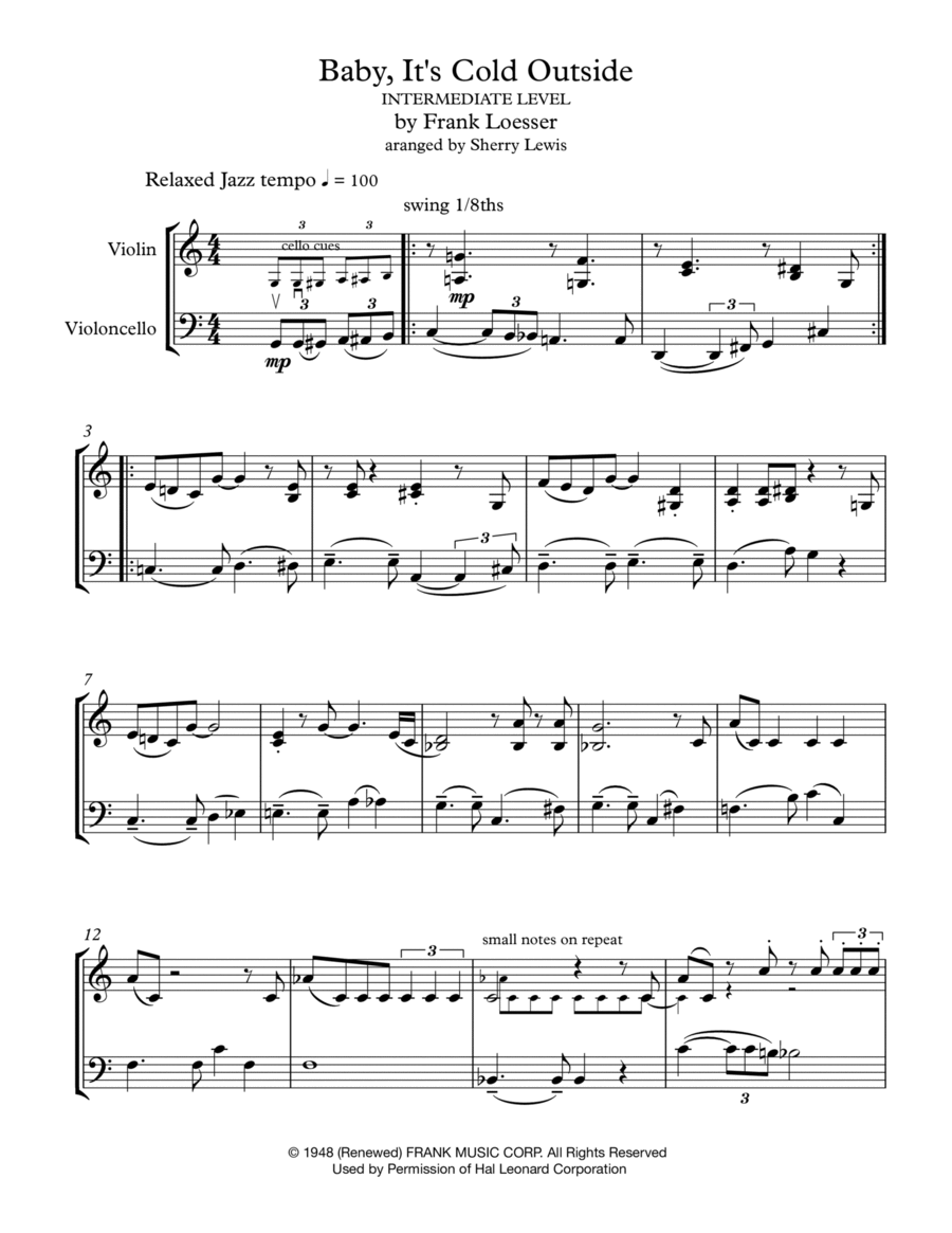 Baby, It's Cold Outside String Duet scores gallery preview page 1