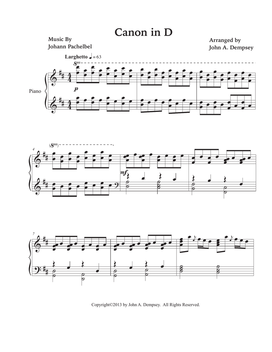 Canon in D (Piano Solo) Piano Solo scores gallery preview page 4