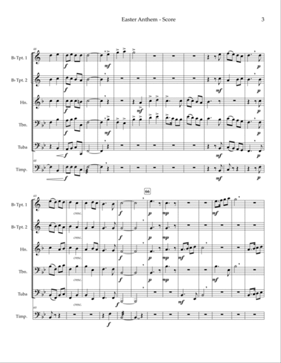Easter Anthem (William Billings) — brass quintet, timpani Brass Quintet scores gallery preview page 5