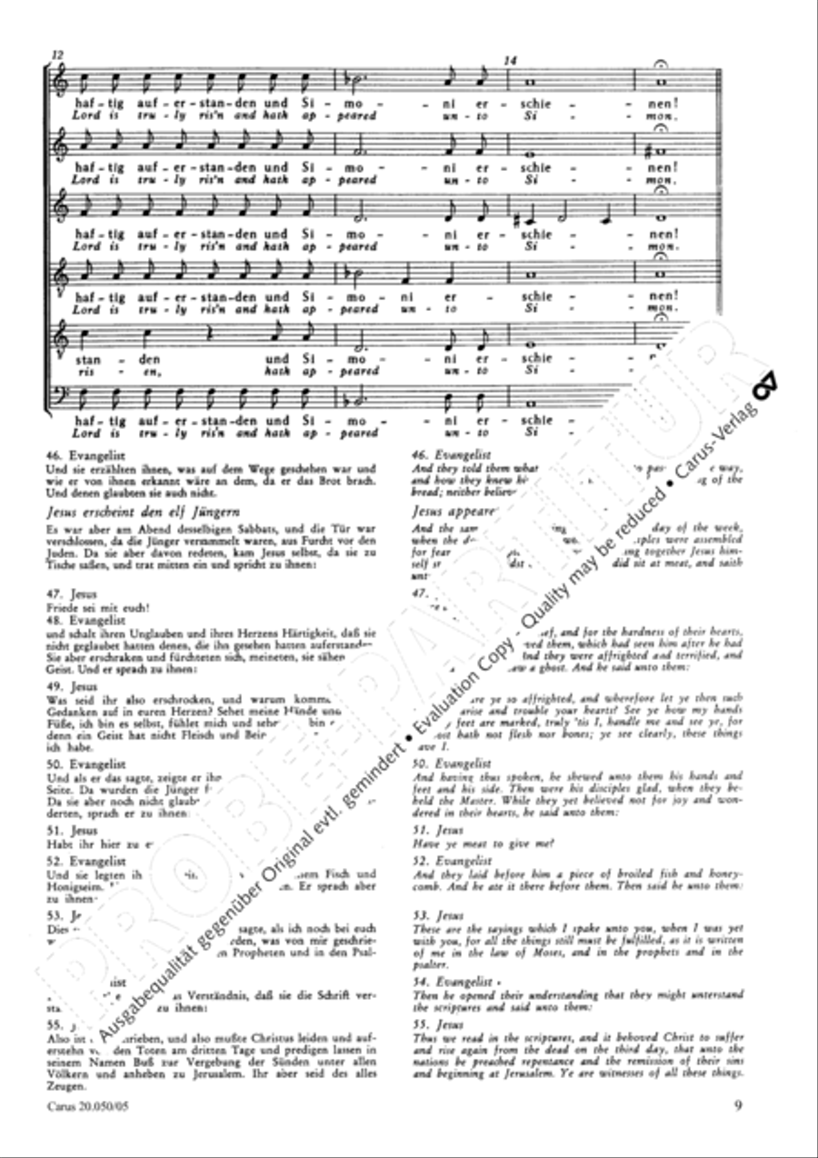 Account of the Resurrection of Jesus Christ (Historia der Auferstehung Jesu Christi) 4-Part scores gallery preview page 10