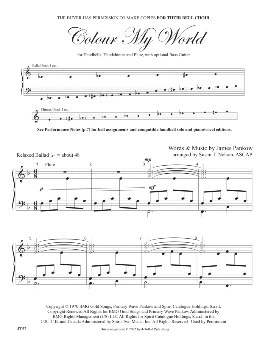 Colour My World Handbell Choir scores gallery preview page 1