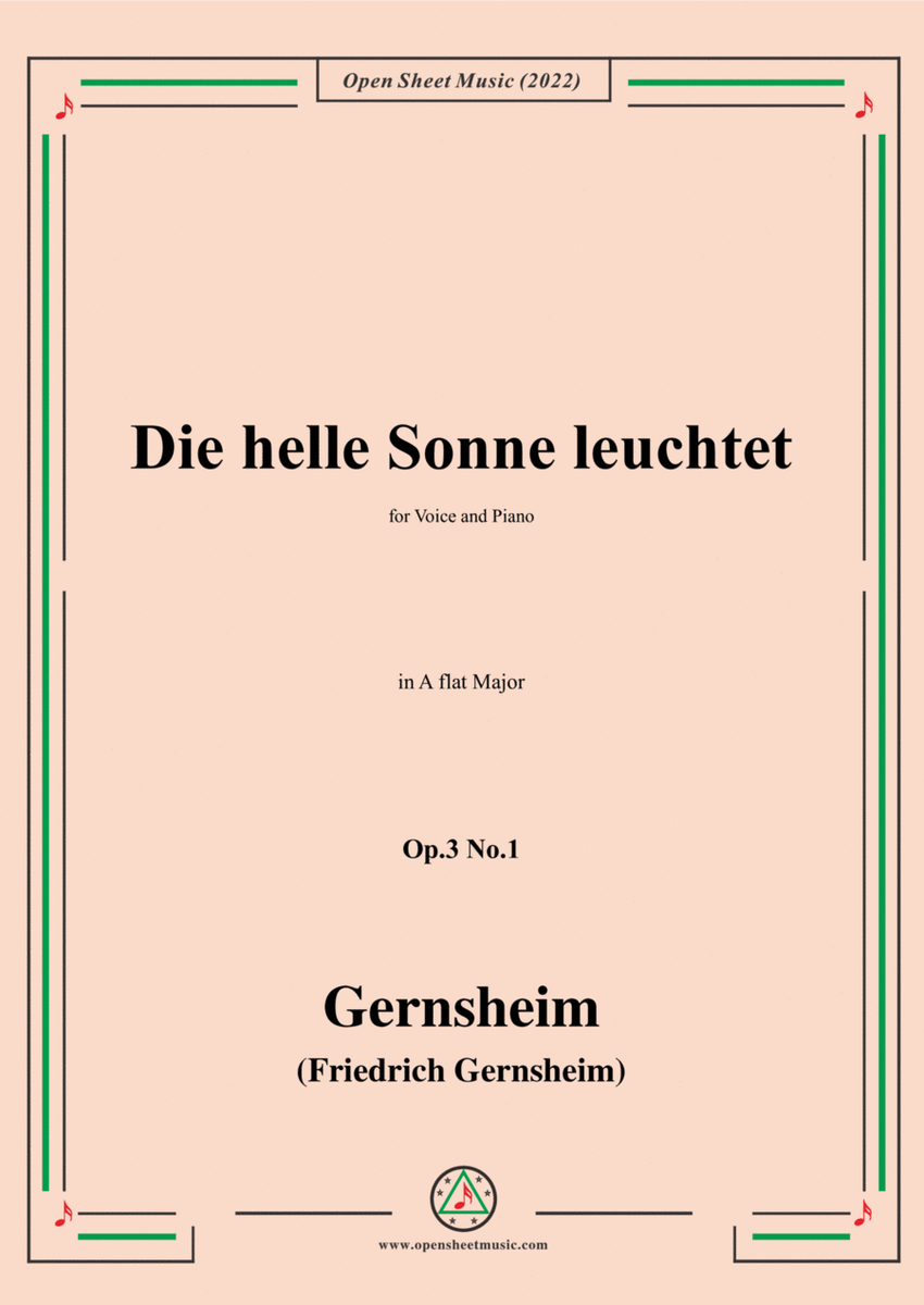 Gernsheim-Die helle Sonne leuchtet,Op.3 No.1,in A flat Major,for Voice and Piano