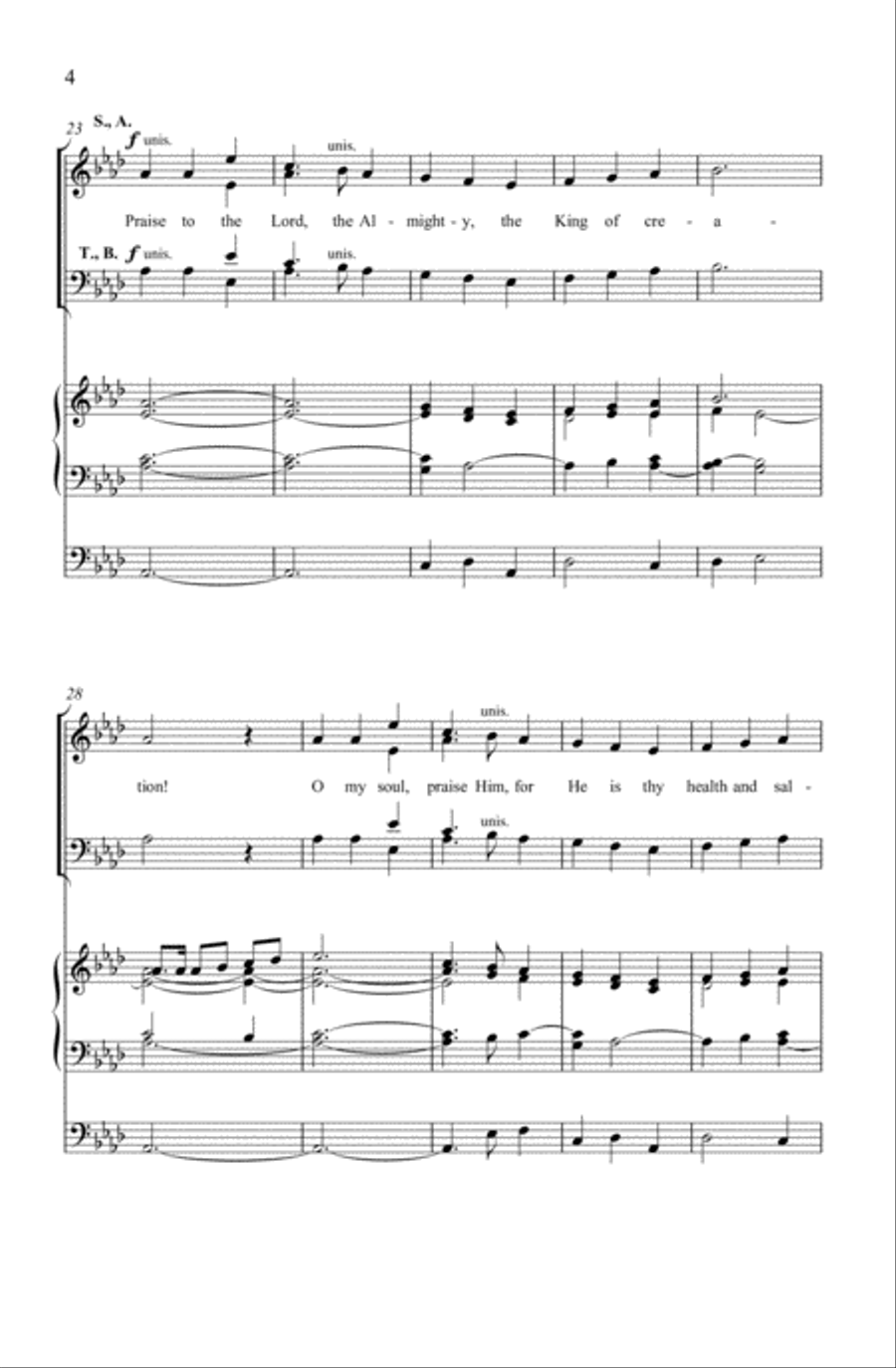 Praise to the Lord, the Almighty 4-Part scores gallery preview page 3