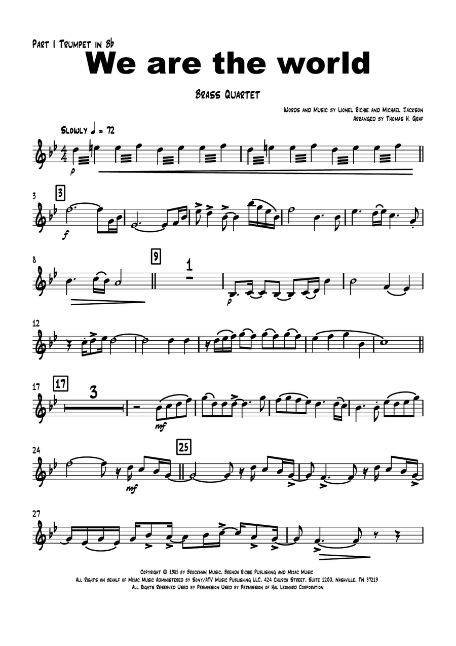 We Are The World Brass Ensemble scores gallery preview page 4