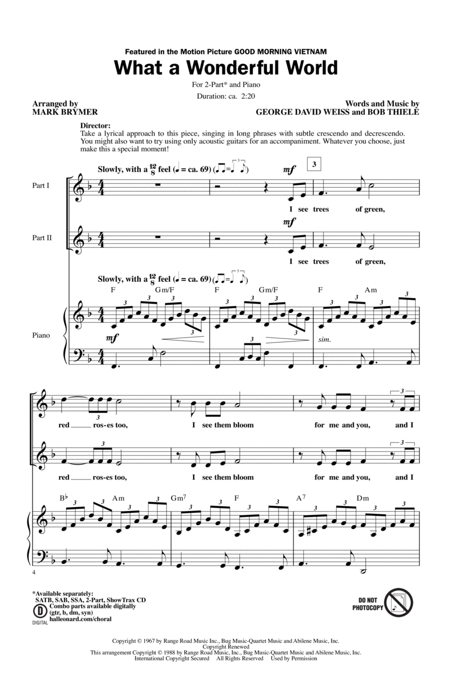 What A Wonderful World (arr. Mark Brymer) 2-Part scores gallery preview page 1