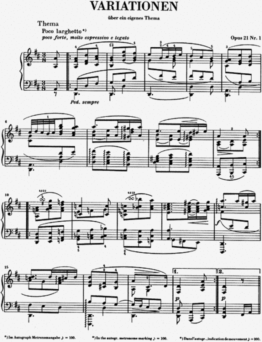 Variations Op. 21 Nos. 1 and 2