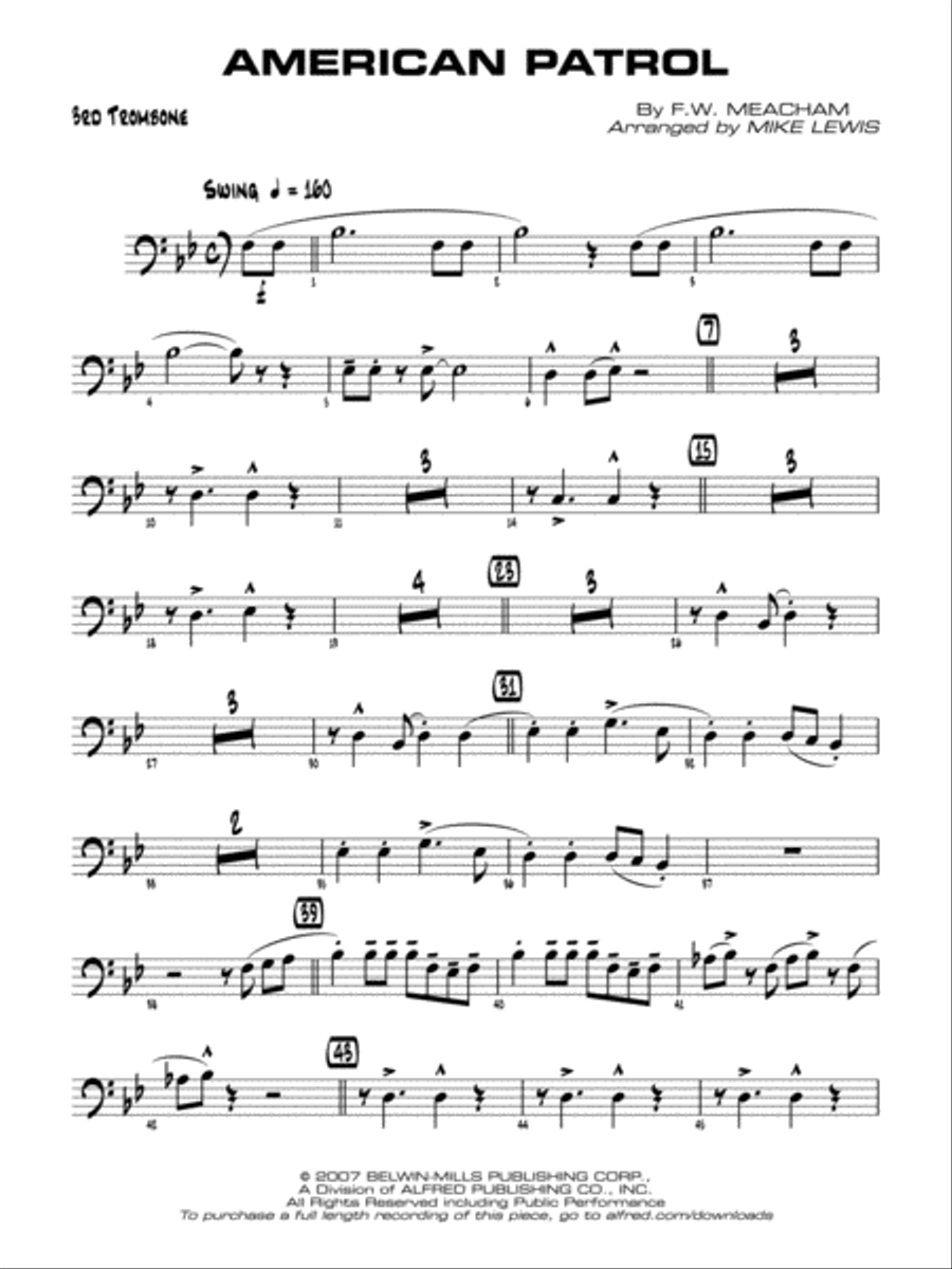 American Patrol: 3rd Trombone Jazz Ensemble scores gallery preview page 1