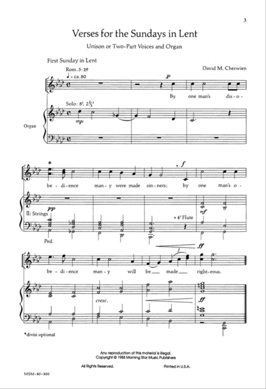 Verses for the Sundays in Lent Unison Choir scores gallery preview page 3