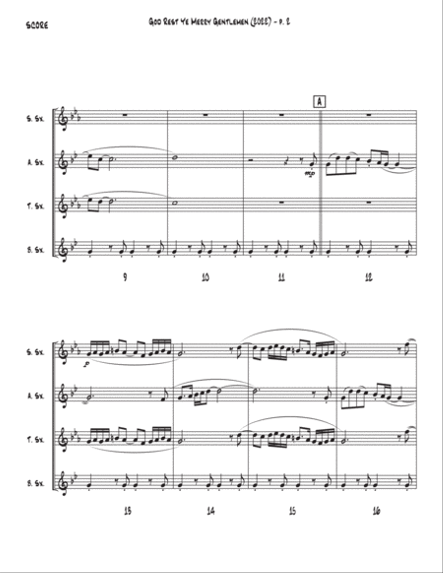 God Rest Ye Merry Gentlemen (2022) Saxophone Quartet scores gallery preview page 2