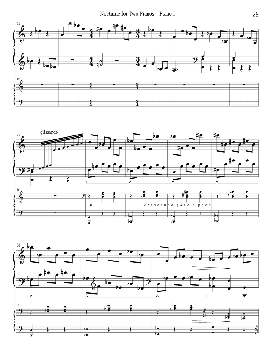 Nocturne For Two Pianos Nocturne For Two Pianos 2 Pianos, 4-Hands scores gallery preview page 4