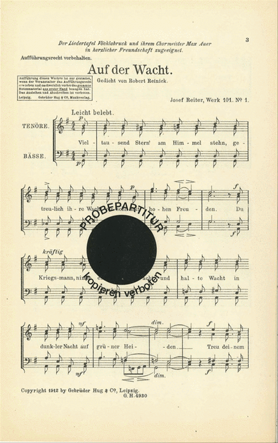 Auf der Wacht Men's Choir scores gallery preview page 1