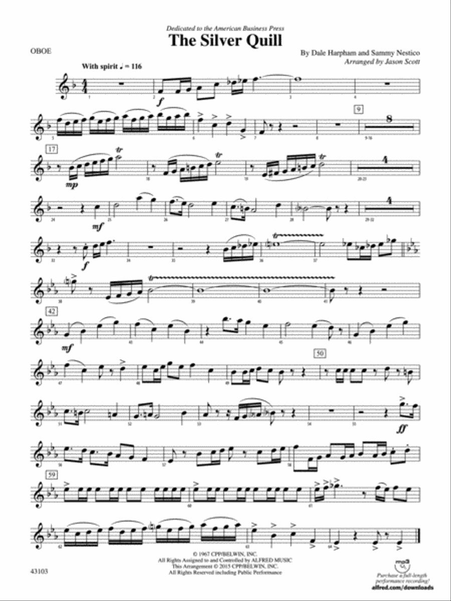 The Silver Quill: Oboe Concert Band scores gallery preview page 1
