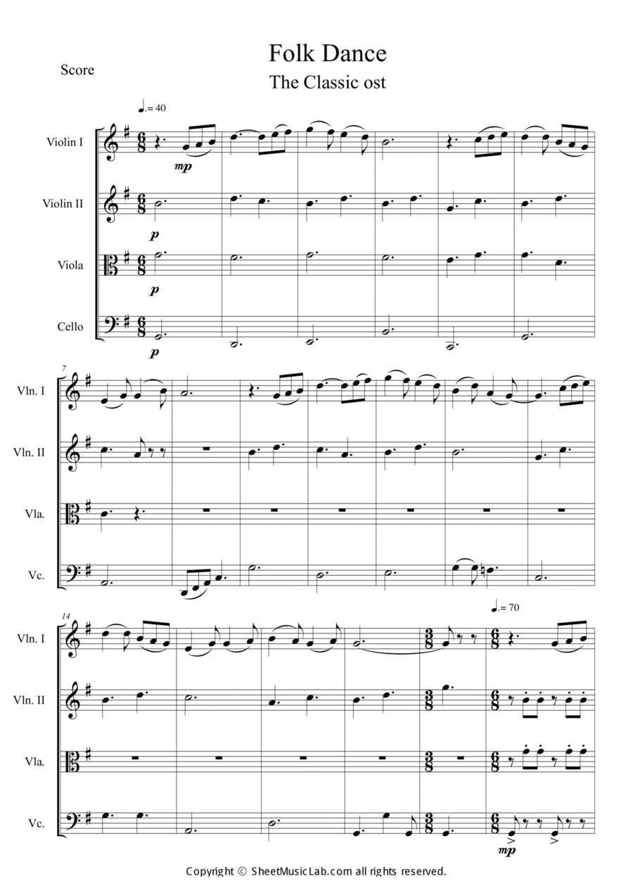Folk Dance String Quartet scores gallery preview page 1