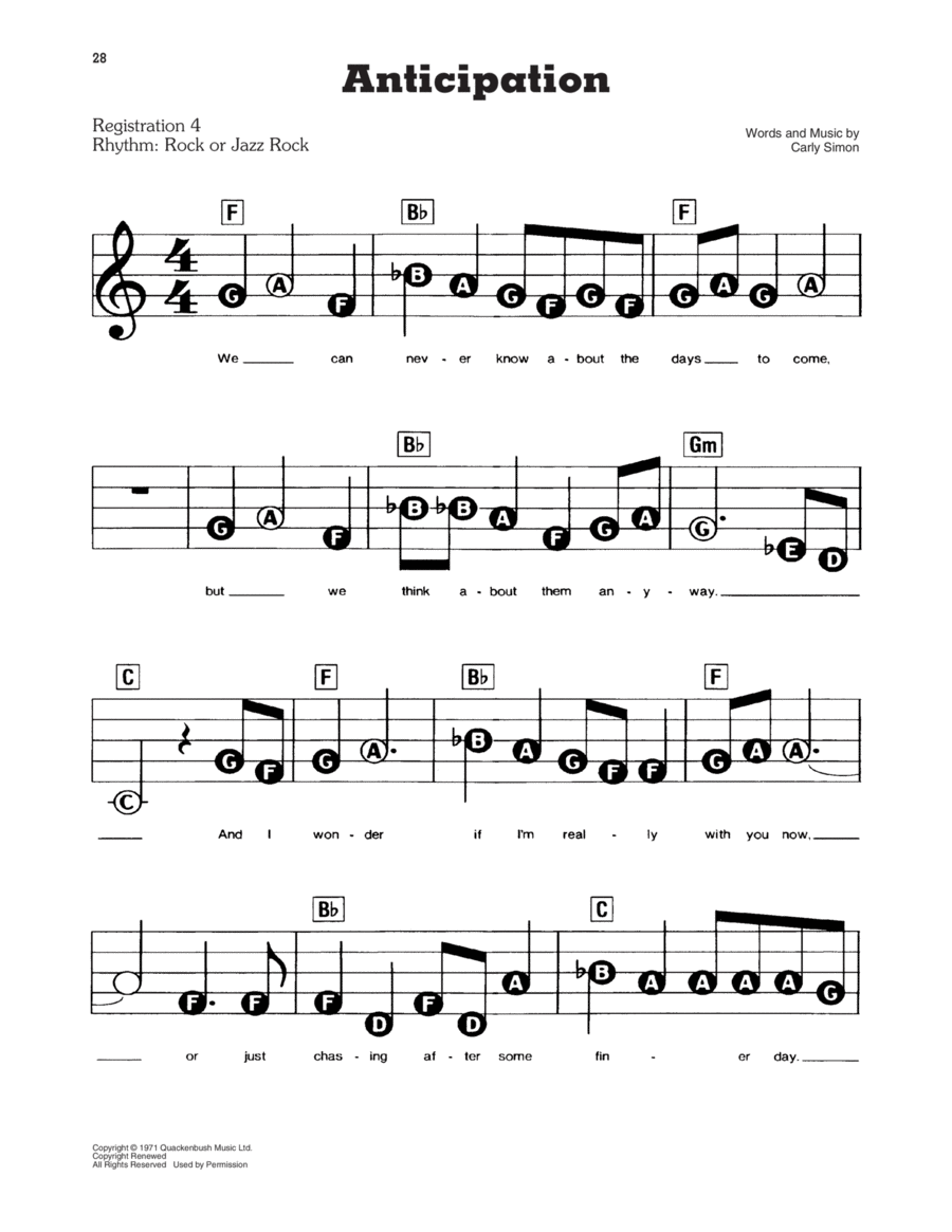 Anticipation Electronic Keyboard scores gallery preview page 1