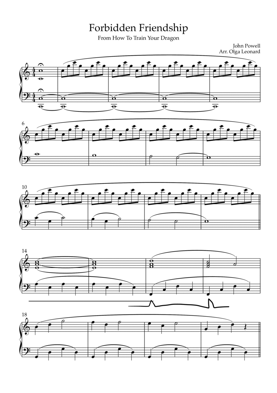 Forbidden Friendship Piano Solo scores gallery preview page 1