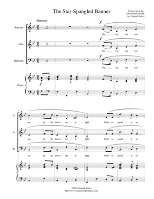 The Star-Spangled Banner - SAB choir with piano accompaniment
