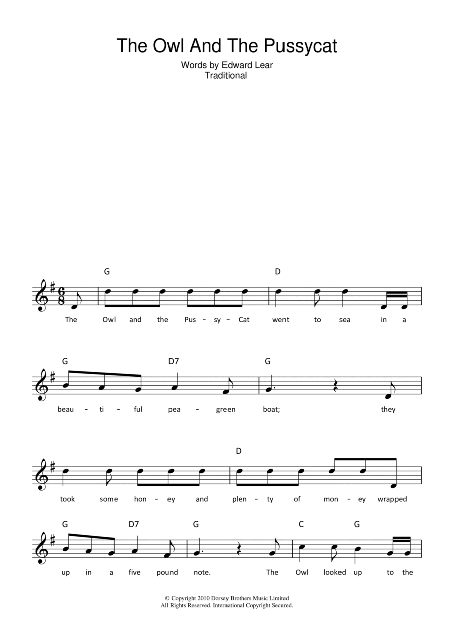 The Owl And The Pussycat Piano scores gallery preview page 1