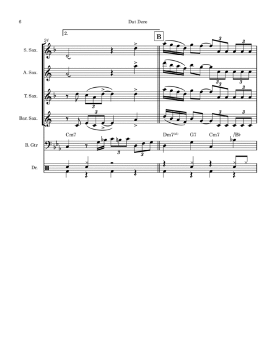 Dat Dere Saxophone Quartet scores gallery preview page 6