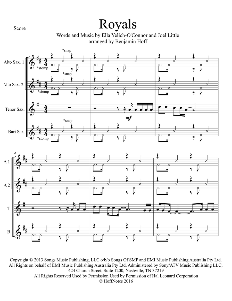 Royals Woodwind Quartet scores gallery preview page 1