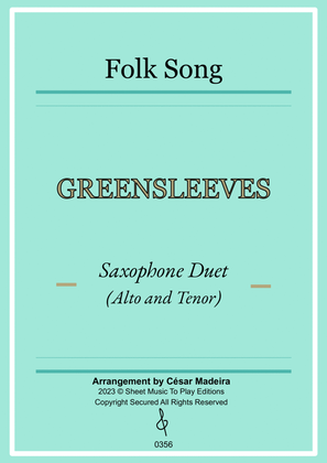 Greensleeves - Sax Duet (Alto and Tenor) - W/Chords (Full Score and Parts)
