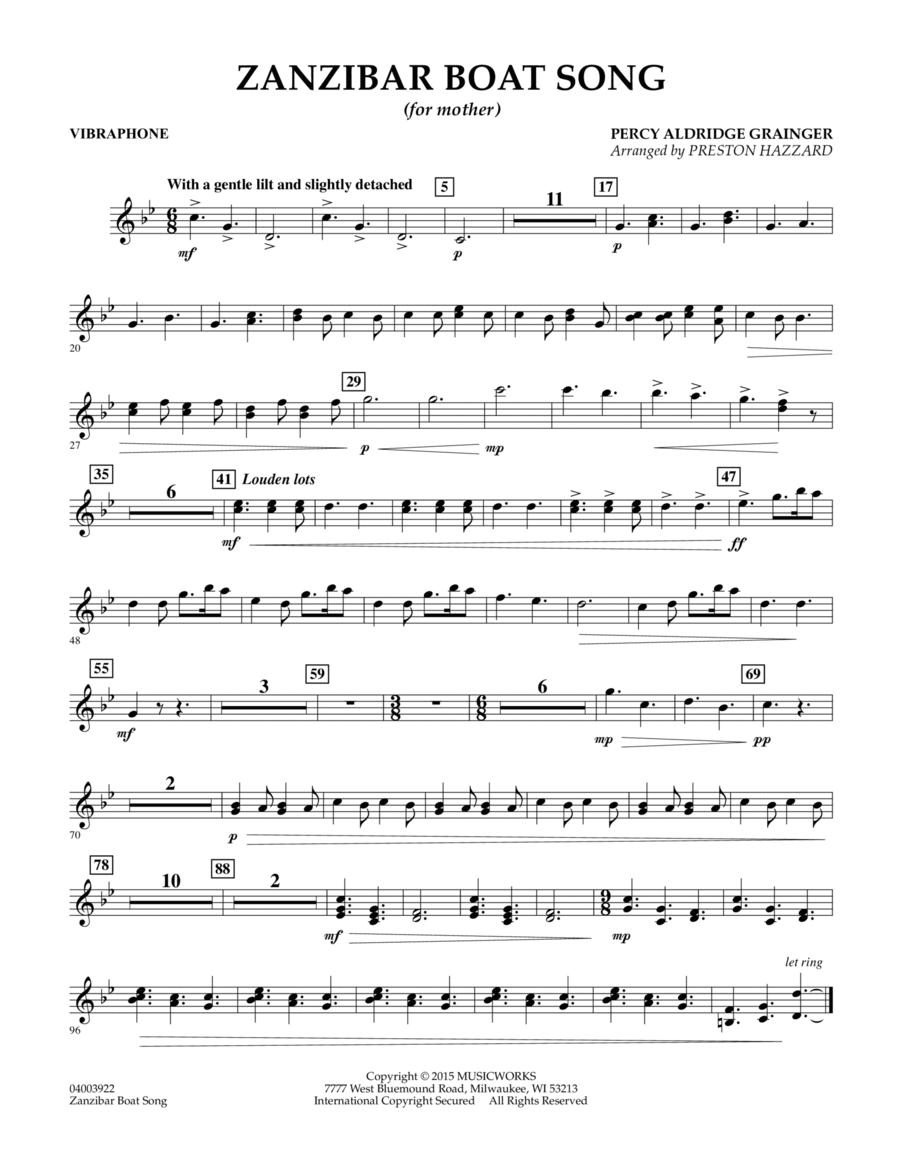 Zanzibar Boat Song - Vibraphone Vibraphone scores gallery preview page 1