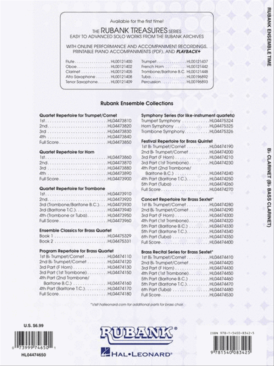 Ensemble Time - B Flat Clarinets (Bass Clarinet) Clarinet Trio scores gallery preview page 7