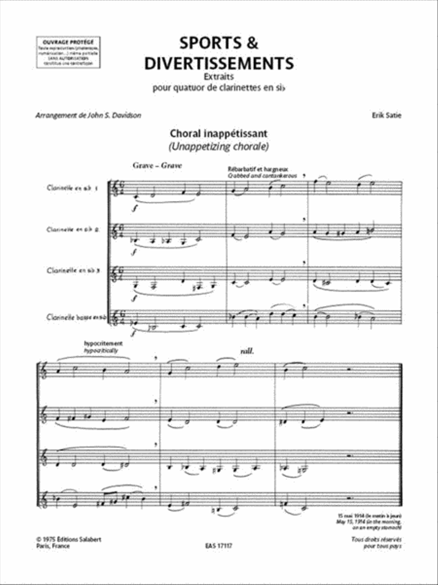 Sports et Divertissements - Extraits Clarinet Quartet scores gallery preview page 2