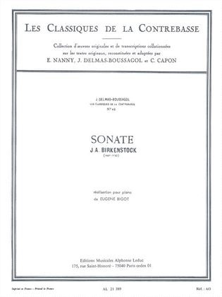 Book cover for Sonata (classiques No.45) (double Bass & Piano)