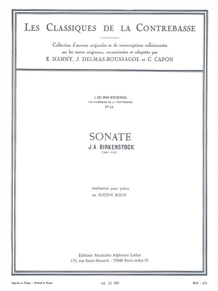 Sonata (classiques No.45) (double Bass & Piano)
