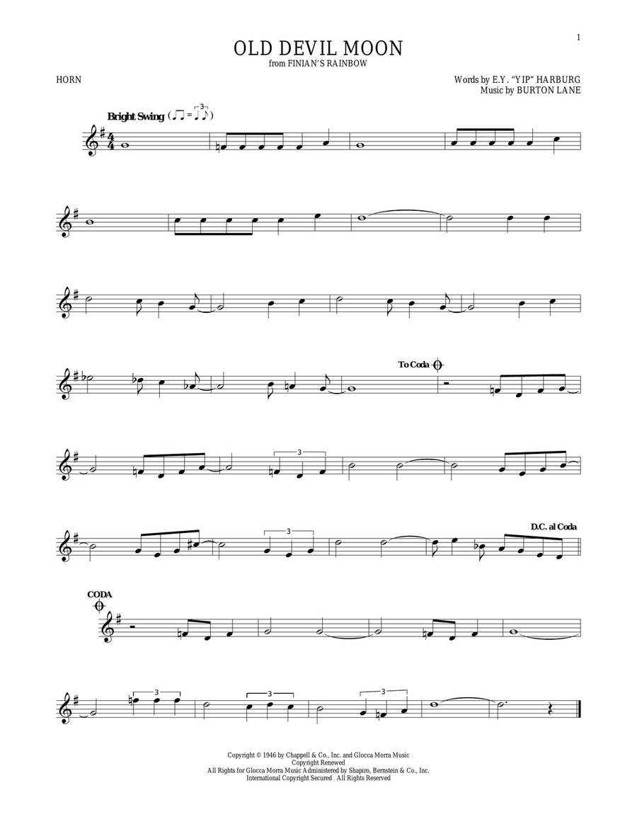 Old Devil Moon Old Devil Moon Horn Solo scores gallery preview page 1