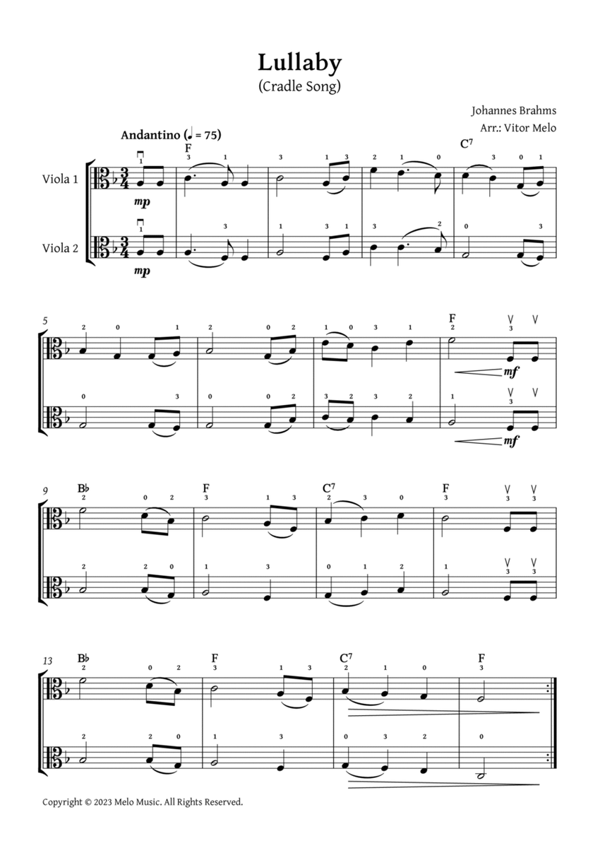 Brahms Lullaby - Viola duet image number null