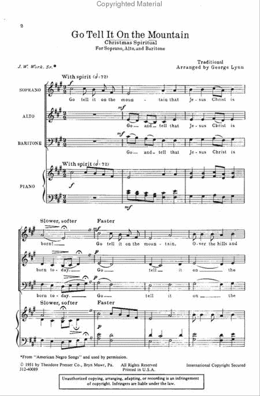 Go Tell It on the Mountain Choir scores gallery preview page 2