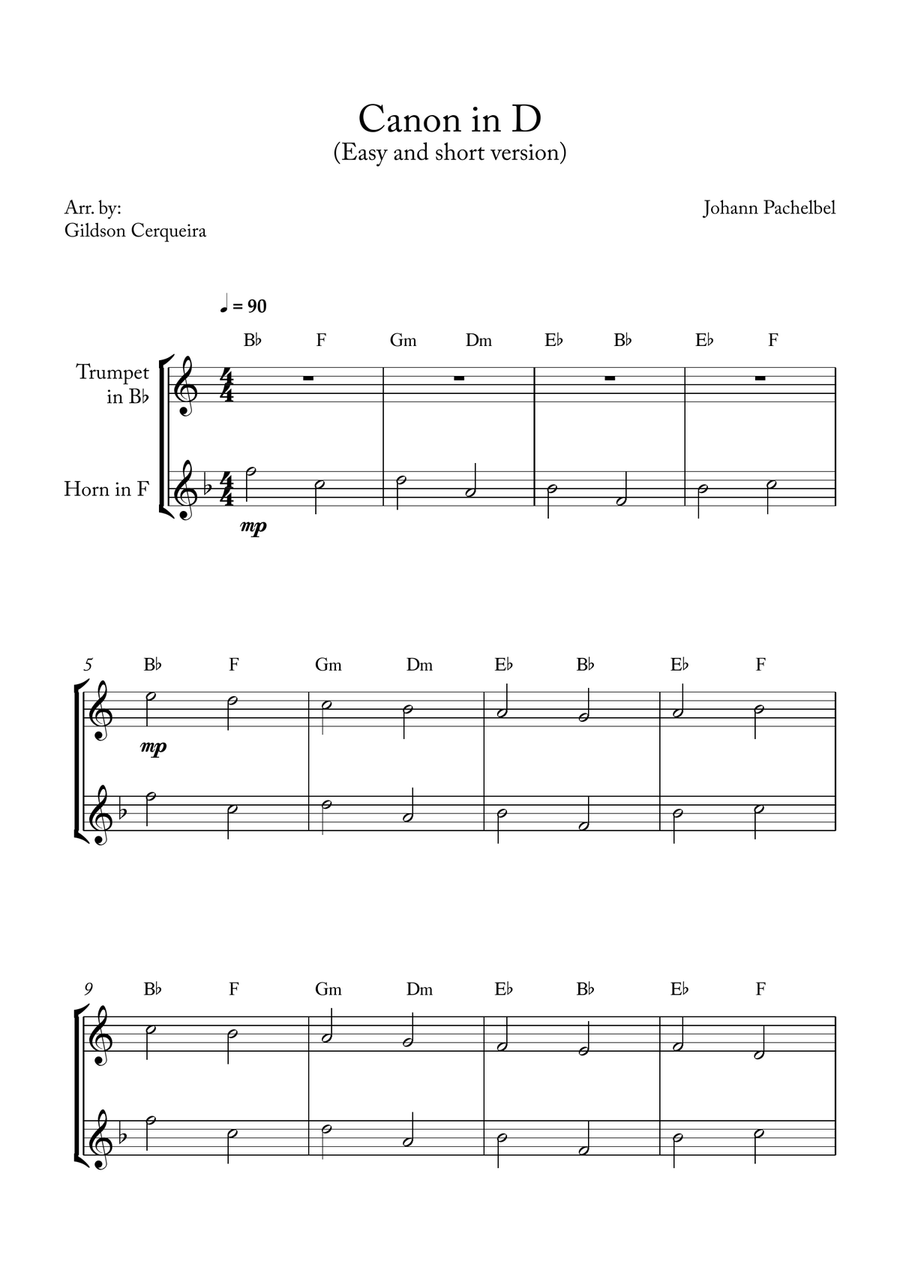 Canon in D Brass Duet scores gallery preview page 1