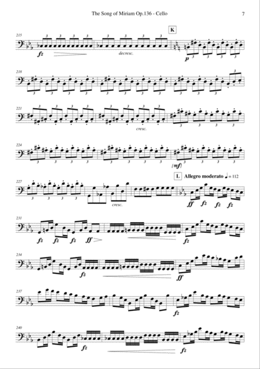 Schubert - The Song of Miriam Op.136 - Cello 4-Part scores gallery preview page 6
