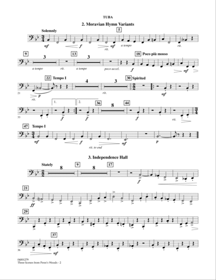 Three Scenes From Penn's Woods - Tuba Concert Band scores gallery preview page 2
