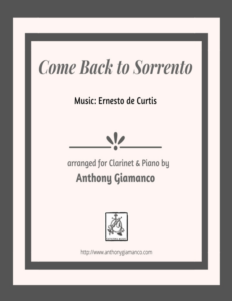 COME BACK TO SORRENTO - clarinet and piano Clarinet Solo scores gallery preview page 1