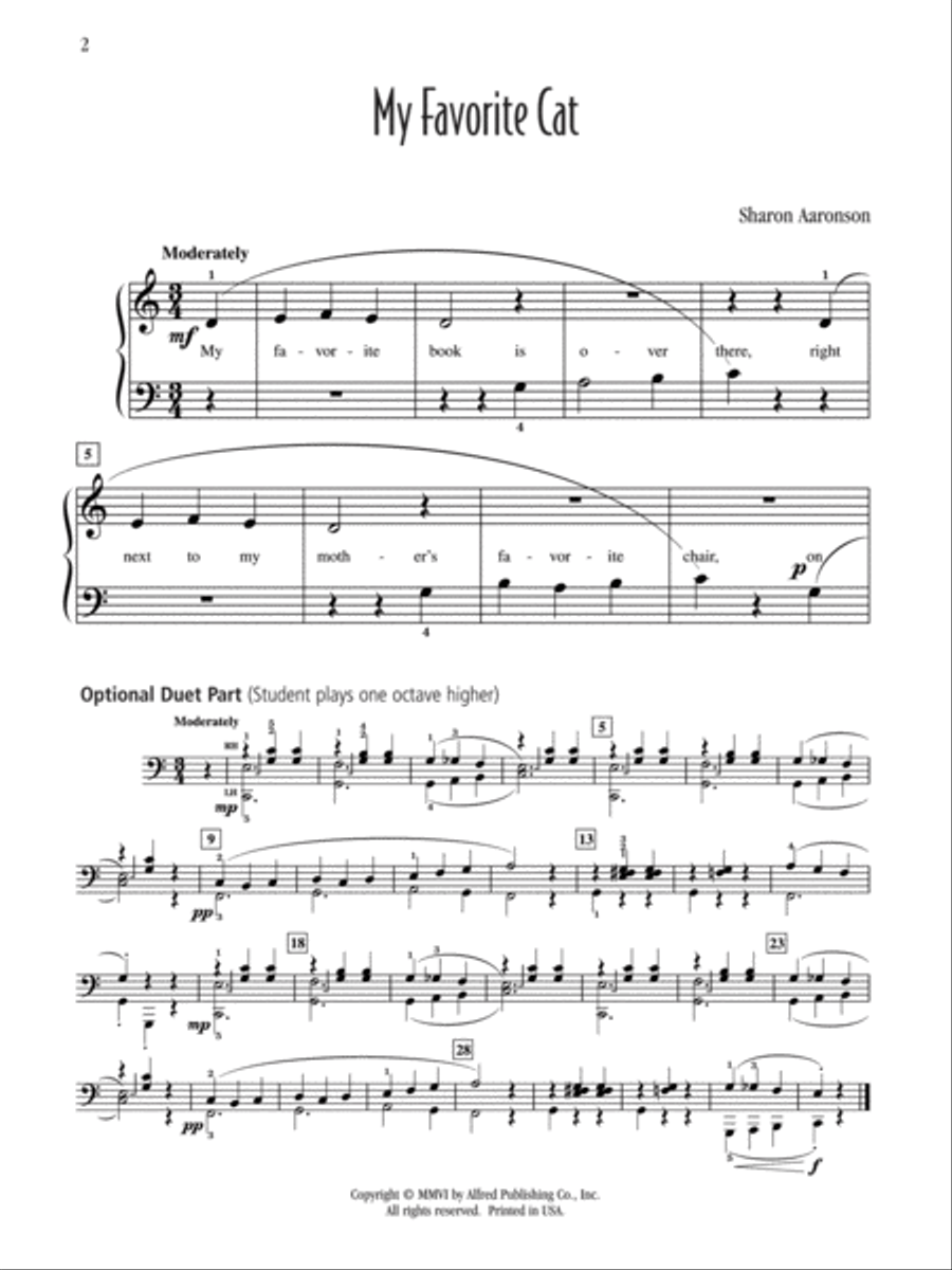 My Favorite Cat Easy Piano scores gallery preview page 2