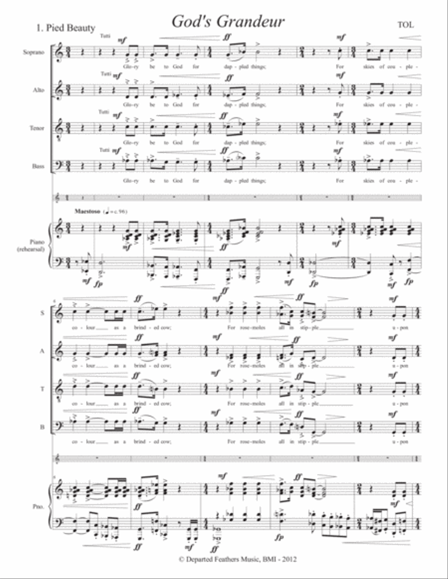 God's Grandeur (2012) vocal score 4-Part scores gallery preview page 1