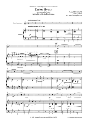 Easter Hymn from Cavaliera Rusticana - Tenor Sax and Piano