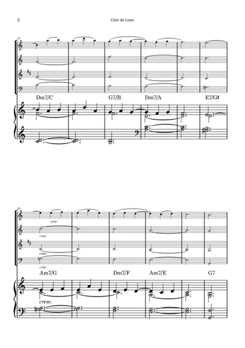 Clair de Lune by Debussy - Woodwind Quartet with Piano and Chord Notation image number null