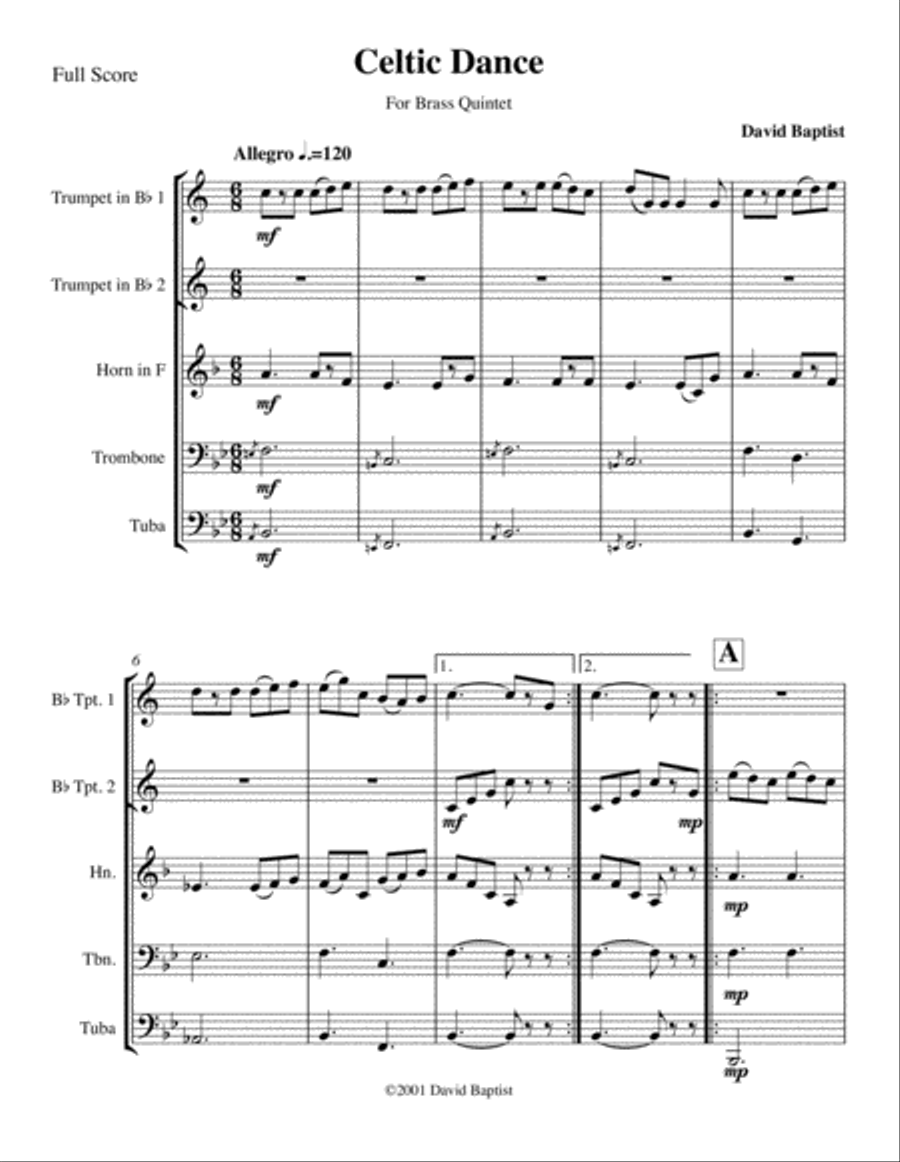Celtic Dance for Brass Quintet Brass Quintet scores gallery preview page 1