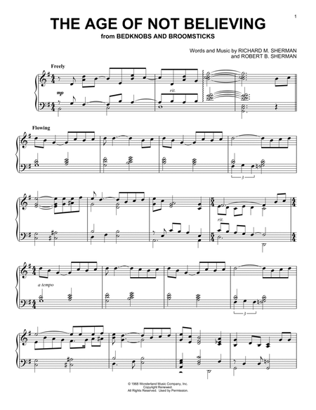 The Age Of Not Believing (from Bedknobs And Broomsticks) by Angela Lansbury Piano Solo - Digital Sheet Music