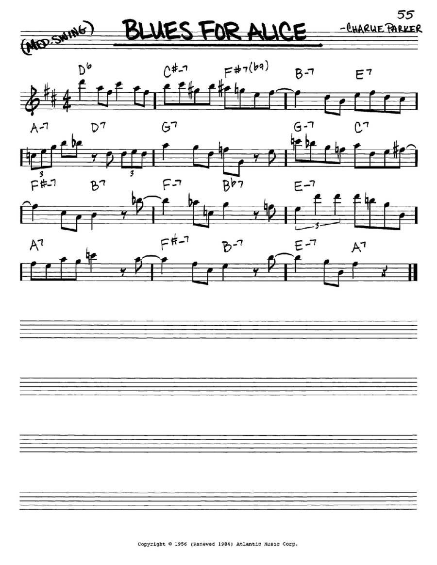 Blues For Alice by John Coltrane E Flat Instrument Digital Sheet