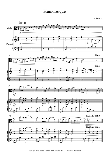 Humoresque - Antonin Dvorak (Viola + Piano) image number null