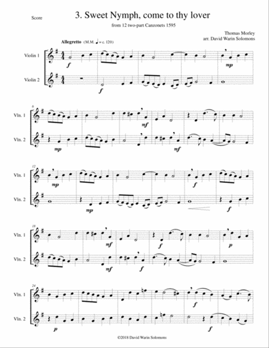 12 easy Canzonets for violin duo String Duet scores gallery preview page 6